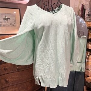 H by Halston Light Green V-Neck Sweater